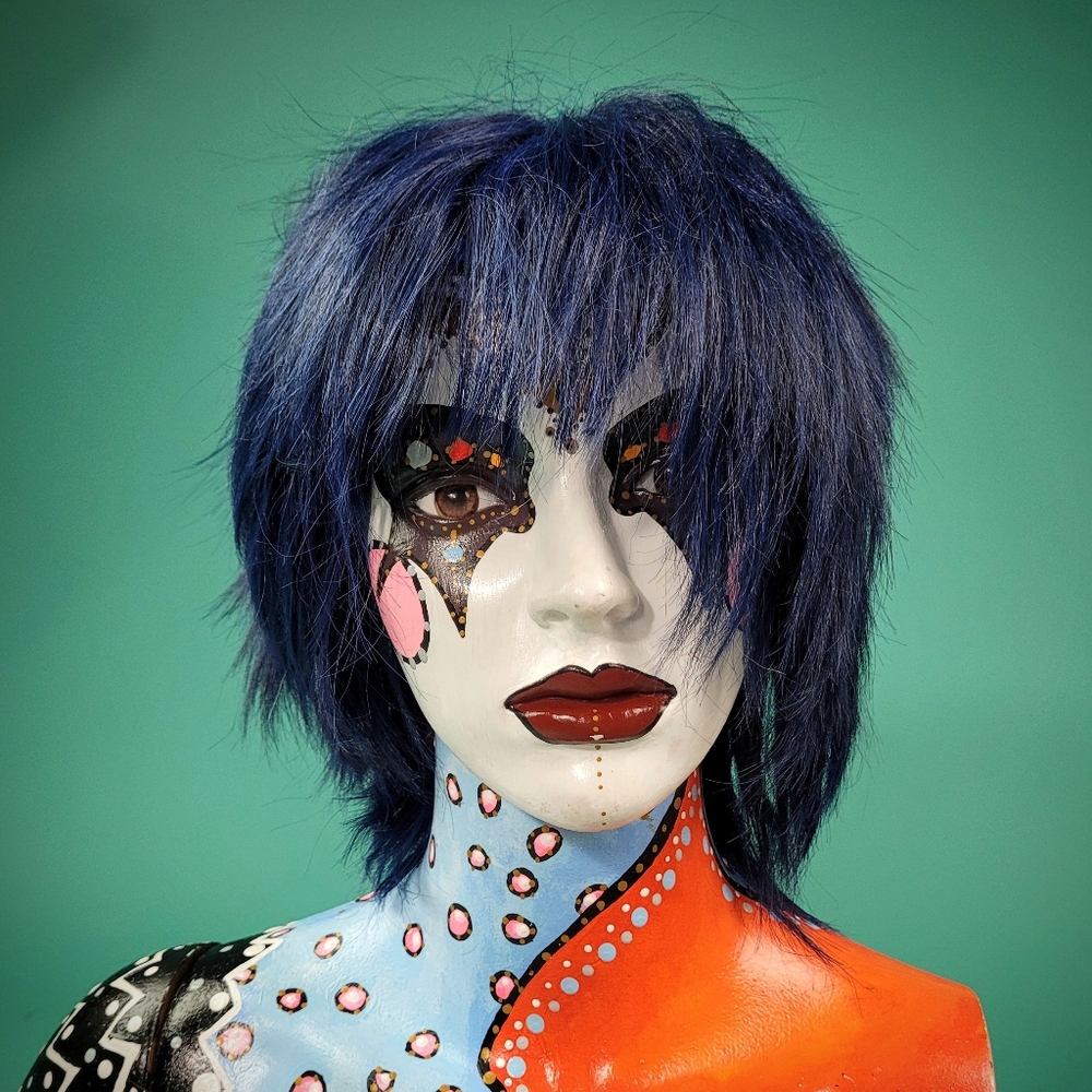 Black Blue Cosplay Wig